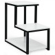 3-tier sofa side table in white with black steel frame, perfect for storage and display in any room.